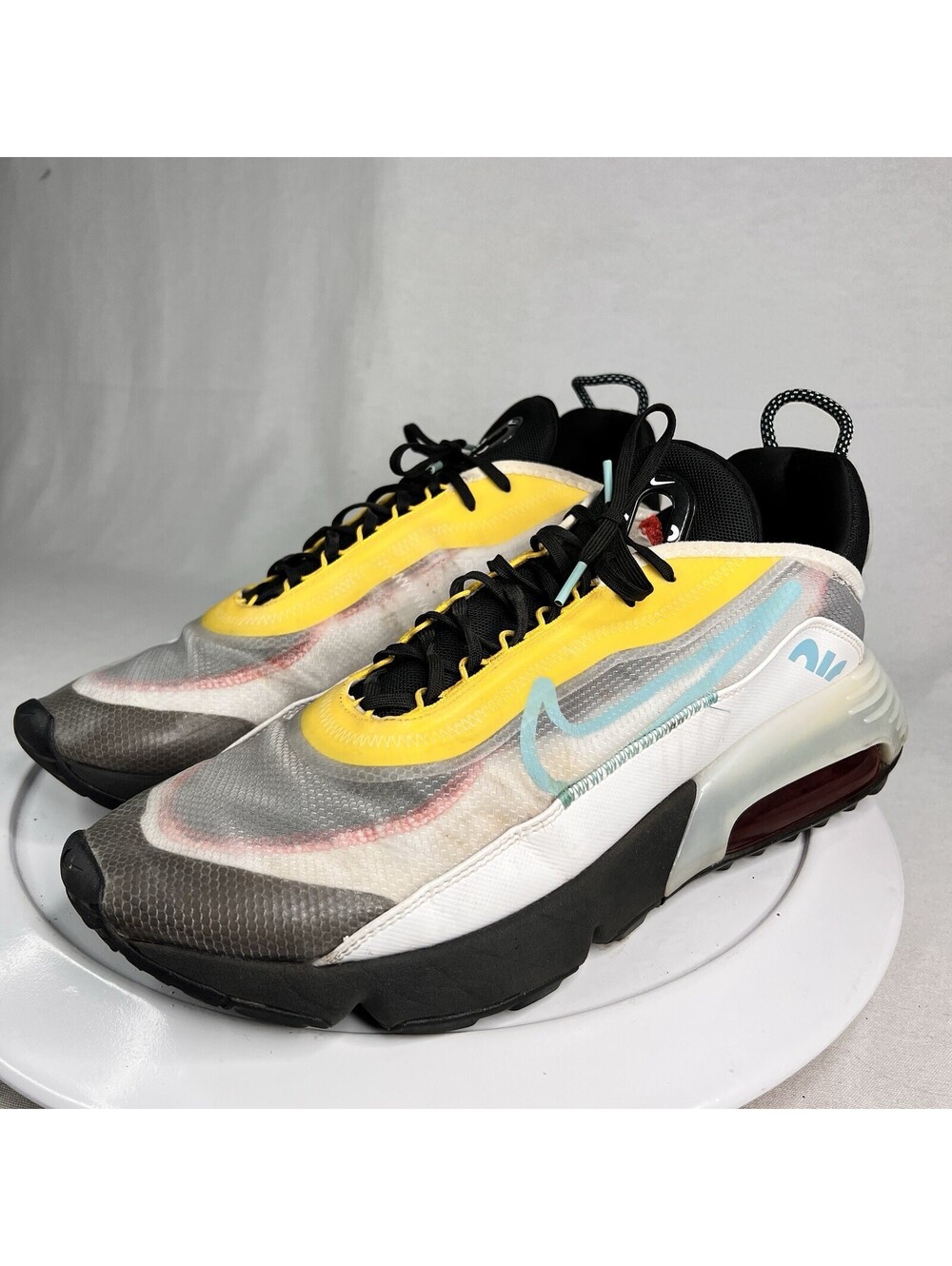 Nike Air Max White Speed Yellow Bleached Aqua Shoes Men’s Sz 14